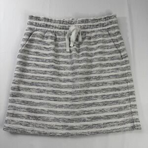LOFT Outlet Knit Skirt Striped Drawstring Waist Casual Comfy‎ Gray White M
